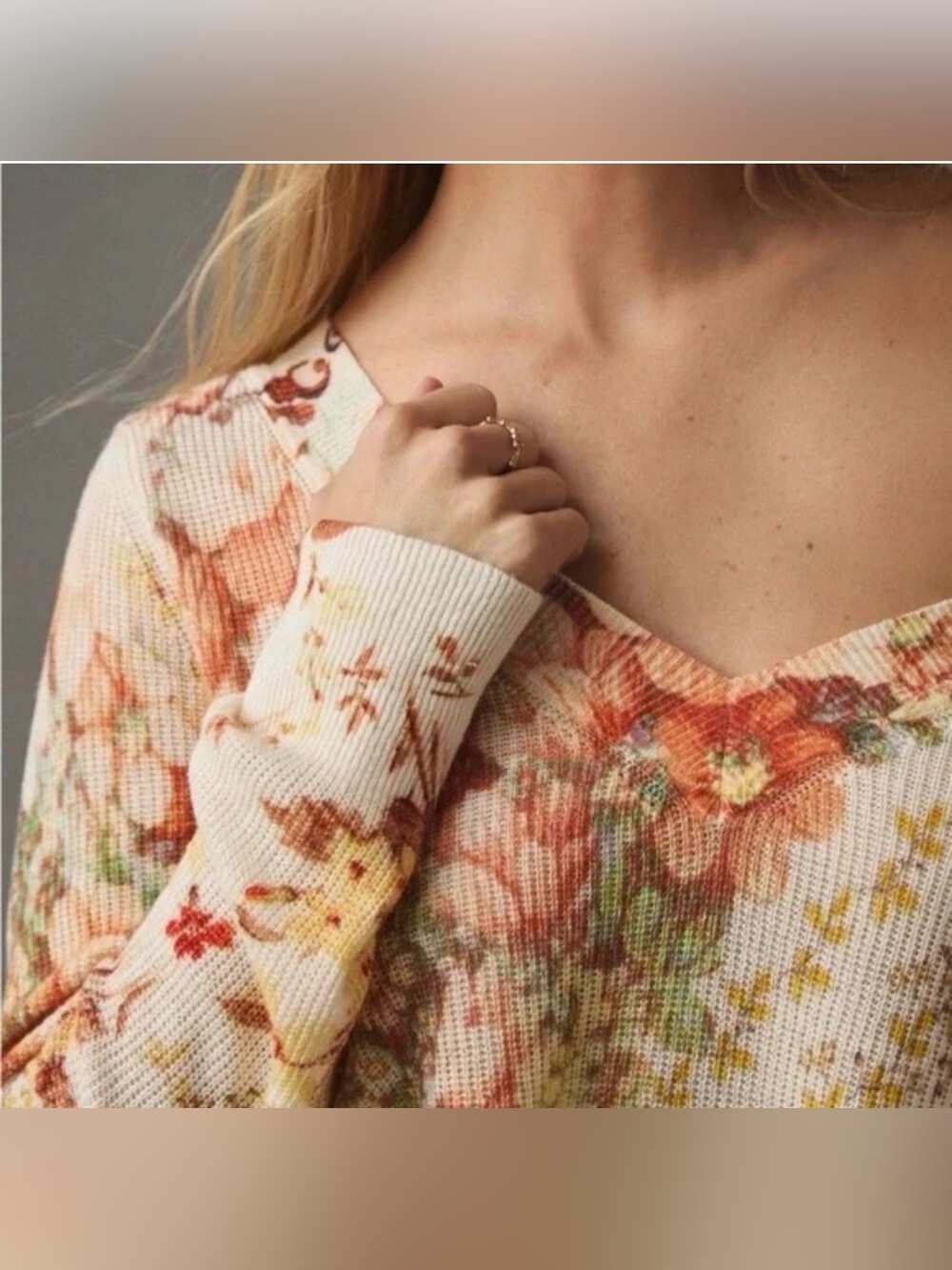 Anthropologie The Dreamer Floral V-Neck Sweater Womens Linen Blend Boho XS Fairy - Picture 4 of 12
